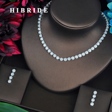 Hibride corte redondo de alta qualidade zircônio cúbico moda feminina conjuntos de joias conjunto de colar vestido de casamento acessórios presentes 2024 - compre barato
