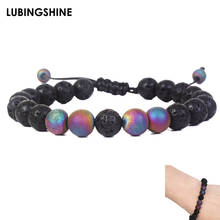 Ethnic Adjustable Lava Stone Bracelet for Women Yoga Natural Black Volcanic Buddha Bead Bracelet Handmade Braid Jewelry Pulseras 2024 - buy cheap