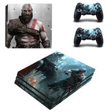 Виниловая наклейка на кожу игровой God of War PS4 Pro для консоли Sony Playstation 4 и 2 контроллера PS4 Pro 2024 - купить недорого