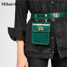 Mihaivina Alligator Fanny Packs For Women Leather Belt Waist Pack Mini Shoulder Bag Lady's Belt Bags Chest Handbag Shoulder Bag 2024 - buy cheap