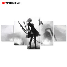 Nier Automata 2B-pinturas de Anime para decoración de pared, imágenes artísticas para sala de estar, 5 paneles, A2156 2024 - compra barato