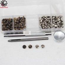 100 conjunto de Metal de doble tapa redondo de remache rápido clavo de reparación de clavos con herramientas de cuero remaches doble tapa remache Tubular montantes de Metal 2024 - compra barato