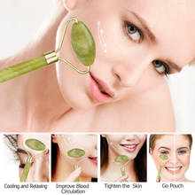 Rodillo de Jade de doble cabezal para masaje Facial, herramienta de belleza para adelgazar el cuerpo, cabeza y cuello, masajeador Facial 2024 - compra barato