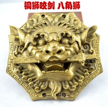 Espada bronze leão espada cabeça de leão finalizando apotrosa feng shui produtos artesanatos arte de bronze decoração de cobre 2024 - compre barato