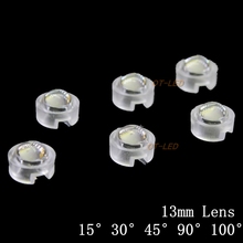 50 шт. 13 мм светодиодный 15 30 45 60 90 100 градусов 13 мм Mini LED PCB угловой объектив для 1 Вт 3 Вт 5 Вт светодиодной лампы выпуклые линзы 2024 - купить недорого