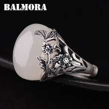 BALMORA 100% реальный 990 чистый серебро халцедон цветок полые Открытые Кольца для женщин Ретро Модные ювелирные изделия Anillos TRS22303 2024 - купить недорого