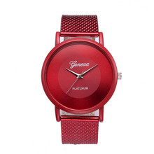 Geneva Red Silicone Mesh Belt Watch New Arrival Women's Luxury Band Analog Quartz Wristwatch Hot Sale Female Diamond Watches 2024 - buy cheap