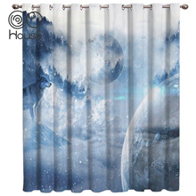 CoCoHouse-cortinas con estampado de planetas y Lobo para ventana, cenefa para sala de estar, dormitorio, cocina, interiores, decoración 2024 - compra barato