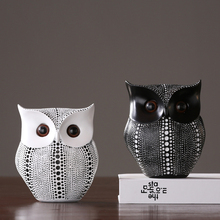 Modern Black/white Owl figurines Resin Arts and Crafts Mini Animal fairy garden miniatures Nordic Room home decoration gifts 2024 - buy cheap