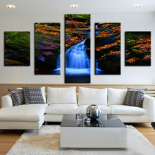 DP 5pc waterfall-in-autumn Oil Painting Printed wall Painting On Canvas pictures for Home Decor Wall Decor 2024 - buy cheap