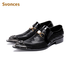 Sapatos sociais de cavalheiro preto, mais novo, metal, bico ponteagudo, patchwork, pérola, designer, festa de casamento, sapatos personalizados, masculinos, plus size 2024 - compre barato