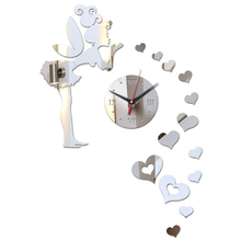 Модные Акриловые Настенные часы с зеркалом love rushed 3d diy художественные часы современный дизайн часы домашний Декор наклейки 2024 - купить недорого
