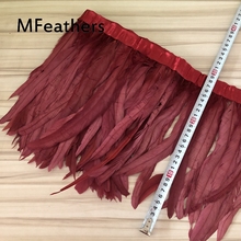 30-35CM Natural wine red Chicken Rooster Tail Feather Trims Wedding Dress Skirt Party Clothing Decoration DIY Craft Feathers boa 2024 - buy cheap