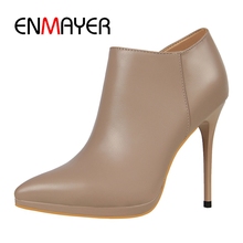 Enmayer-novas botas com zíper e salto alto femininas, sapatos casuais, pretos, para mulheres, salto alto, zyl138, primavera, 2018 2024 - compre barato