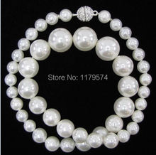 New Fashion Girl 100% Real 8-14mm white shell pearl round beads necklace 18"  H0025 2024 - buy cheap