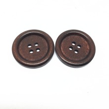 50pcs/lot 30mm Brown Wood Round Sewing Buttons with 4 Holes for Overcoat Button Decorations Scrapbooking 2024 - buy cheap