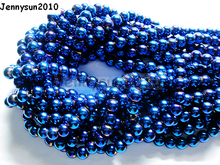 10mm Metallic Blue Natural Hematite Gems stone Round Ball Beads  Metallic Color 16'' for Jewelry Making Crafts 10 Strands/Pack 2024 - buy cheap