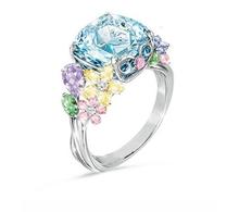 Hainon New Luxury Muti-color Flower CZ Ring for Women Silver Color Sky Blue AAA Cubic Zirconia Rings Jewelry Nice Gifts 2024 - buy cheap