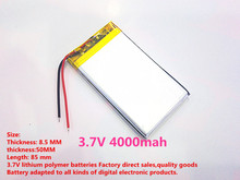Melhor marca da bateria 1 PCS Tamanho 855085 3.7 V 4000 mah Lithium polymer Bateria Para Tablet PCs PDA Produtos Digitais 2024 - compre barato