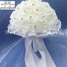 perfectlifeoh Brides Royal Touch Rose Wedding Flowers Teardrop Impressive Wedding Bouquet Bridal Bouquet With Diamonds 2024 - buy cheap