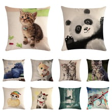 Cat Cushion Cover Print Linen Affection Sofa Car Seat Family Home Decorative Throw Pillow Case Housse De Coussin ZY900 2024 - buy cheap