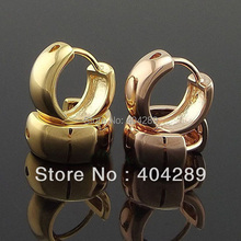 2 Pairs yellow rose gold GP woman man  polished Huggie Earring 13mm 2024 - buy cheap