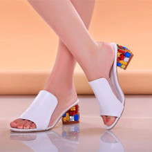Rhinestone Peep Toe Heels Women Sandals Shoes Sexy Open Toe Wedge Slides Shoes Women High Heels Sandals Platform Flip flops Plus 2024 - buy cheap