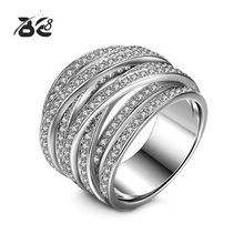 Be 8 anel feminino multicamadas zircônio cúbico cristal, cruz prateada vintage dupla cor x joia de dedo bijouxr112 2024 - compre barato