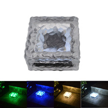 4LED Grande Solar Ice Tijolo Luz Subterrânea LEVOU Luz Tijolo De Vidro Luz Ao Ar Livre Solar Luz Decorativa 2024 - compre barato