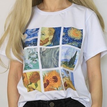 Women's Fashion Harajuku Painting Vintage T-Shirt Tumblr Printed Short Sleeve White Tops 2024 - buy cheap