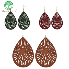 E303  Vintage Metal Tree With Stone Round Wooden Drop Earrings For Women Girl Bijoux Fashion Jewelry Wholesale 2024 - buy cheap