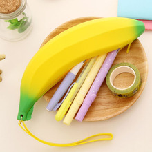 1 PCS Creative Cute Novelty Yellow Banana Silicone Pencil Bag Stationery Case Dual Promotional Gift Small Change Storage Bag 2024 - buy cheap