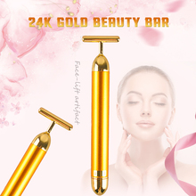 Face Slimming 24k Gold Vibration Facial Beauty Bar Pulse Firming Facial Roller Massager Lift Skin Tightening Wrinkle Stick 2024 - buy cheap
