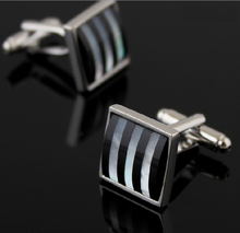 Free shipping Shell Cufflinks black white color strip design hotsale copper material cufflinks whoelsale&retail 2024 - buy cheap