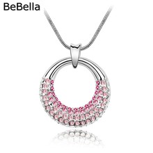 Bebella colar feminino com pingente circular, feito com cristal tcheco, presente para mulheres 2024 - compre barato