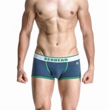 New SEOBEAN Men's boxer underwear sexy comfortable and breathable low waist boxer black color 2024 - buy cheap