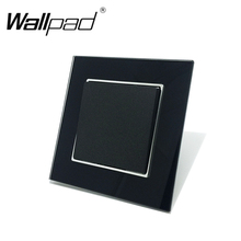 1 Gang 1 Way Switch Button Wallpad 110-250V AC Black Glass Schuko EU European Push Light Interruptor with Claws Clip Mount 2024 - buy cheap