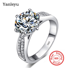 Yanleyu Authentic 925 Sterling Silver Wedding Rings for Women 2 Carat Cubic Zirconia CZ Engagement Ring Bridal Jewelry PR001 2024 - buy cheap