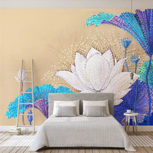 Papel tapiz decorativo para pared, mosaico pintado a mano simple y moderno, Fondo de loto 2024 - compra barato