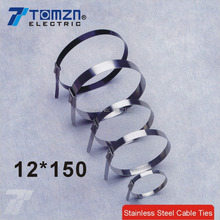 CABLE de ataduras de acero inoxidable, envoltura de corbata con cierre de cremallera, 12mm x 100mm, 150 Uds. 2024 - compra barato