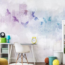 Papel de parede personalizado 3d youman pássaro voador cinza abstrato cidade mural grande papel de parede 3d tv murais papel de parede 2024 - compre barato