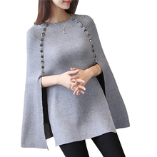 Women Sweater Pullover Cloak knitted Coat 2018 Autumn New Bat Shirt Loose Shawl Cloak Tops Medium Long Plus Size Knit Sweater 2024 - buy cheap