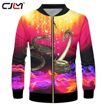 CJLM 2019 3D Homens Estrelado chama cobra Impressão Completa Jaqueta de Manga Longa de Grandes Dimensões Dropshipping Streetwear Hip Hop Jaquetas Quente 2024 - compre barato