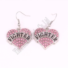 New Arrival Hot Selling fashion rhodium plated earring with sparkling crystals FIGHTER  heart pendant 2024 - buy cheap