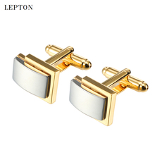 Low-key Luxury Gold Black Square Cufflinks For Mens Lepton Concise Style Metal Cuff links Dual Plating Men Shirt Cuffs Cufflink 2024 - buy cheap