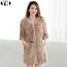 New Arrival Winter women real rex rabbit fur jacket lady fashion natural fur outerwear solid color warm soft clothes 2024 - buy cheap