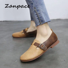 Zanpace 2019 Ballet Flats Retro Buckle Strap Oxford Shoes Women Casual Low Mary Jane Shoes Spring Mother Ladies Lether Shoes 2024 - buy cheap