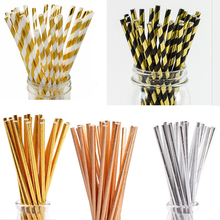 25pcs Foil Gold/Silver Drinking Straws Party Paper Straws For Birthday Kids baby shower Wedding Decorative Party Straws Supplies 2024 - buy cheap