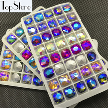 Topstone-joias quadradas luxuosas, ab, 40 peças, 12mm, redonda, pedras, cristais de vidro, fabricação de joias 2024 - compre barato