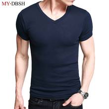 2021 Classic V Neck Fitness Men T-Shirt Vintage Short Sleeve Solid Color Muscle Fit T Shirt Breathable Wicking Cool Men Top Tees 2024 - buy cheap